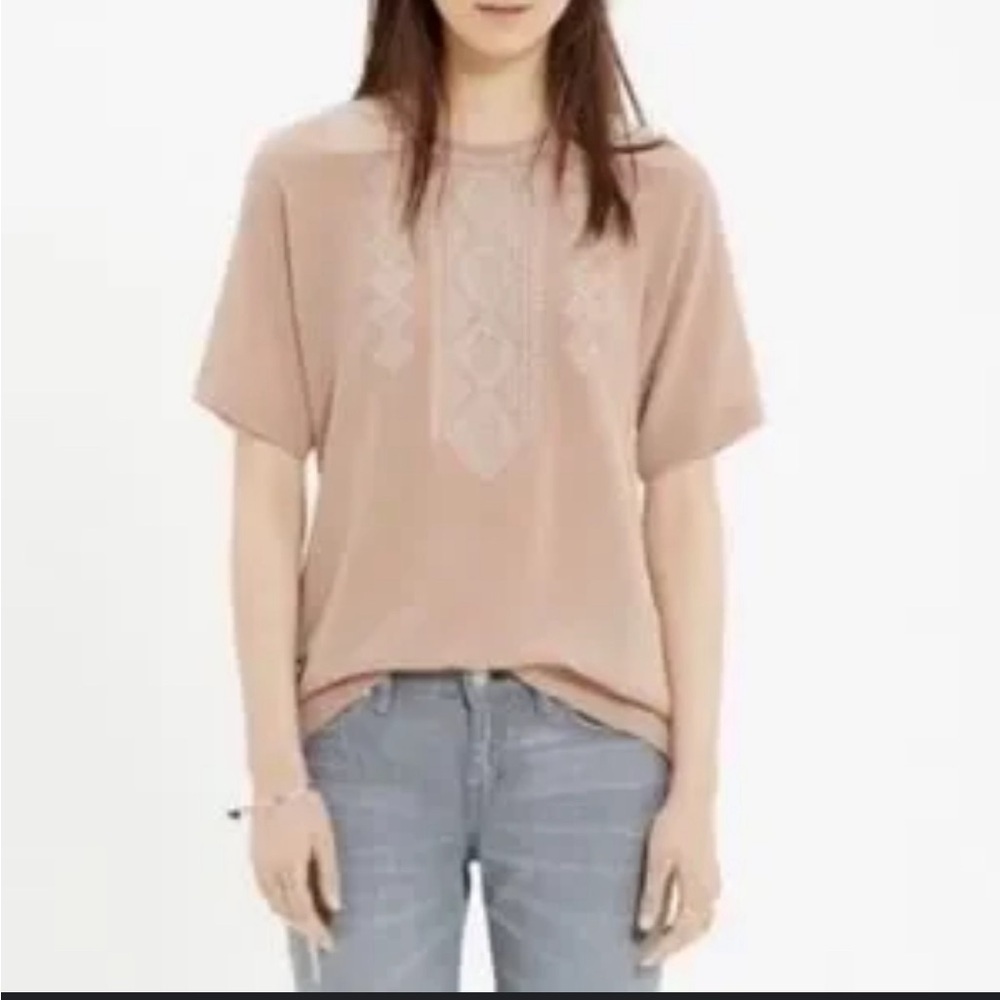 MADEWELL silk embroidered top size XS